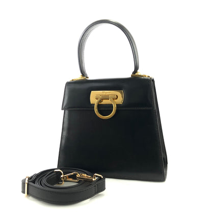 Salvatore Ferragamo Gancini 2way Crossbody Shoulderbag Handbag Black Vintage Old tz8wtc