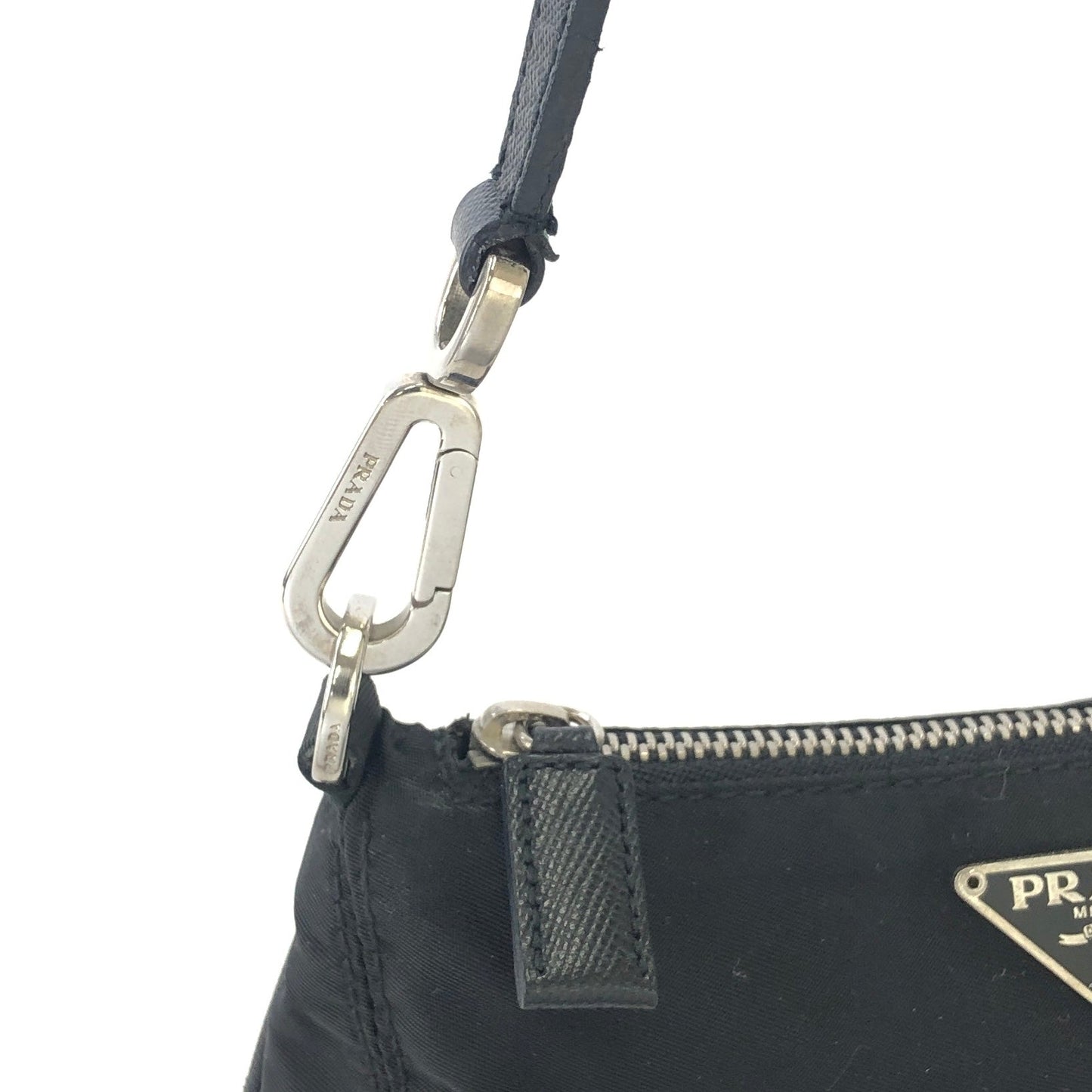 PRADA Triangle logo Nylon Small Handbag Black Vintage Old v35kab