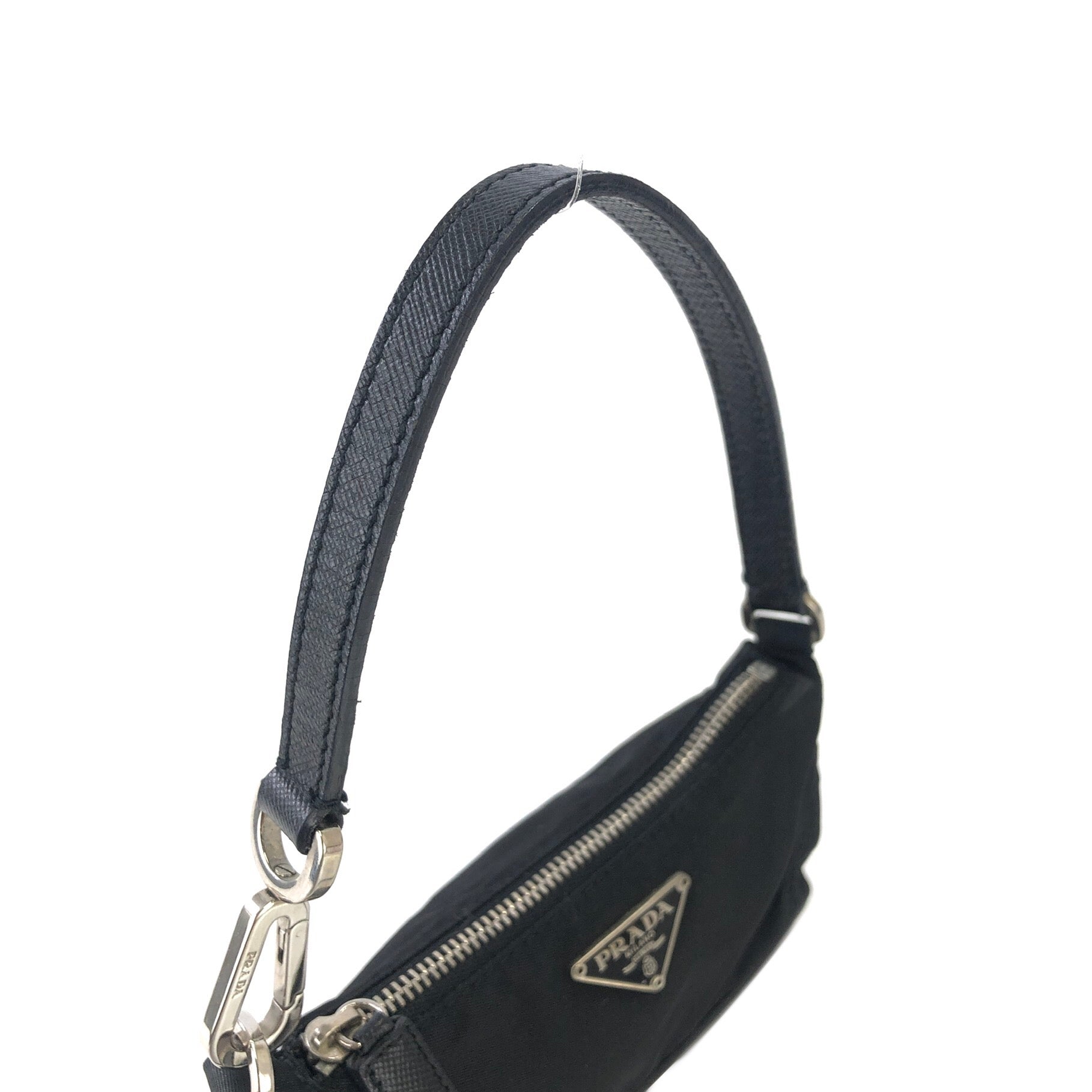 PRADA Triangle logo Nylon Small Handbag Black Vintage Old