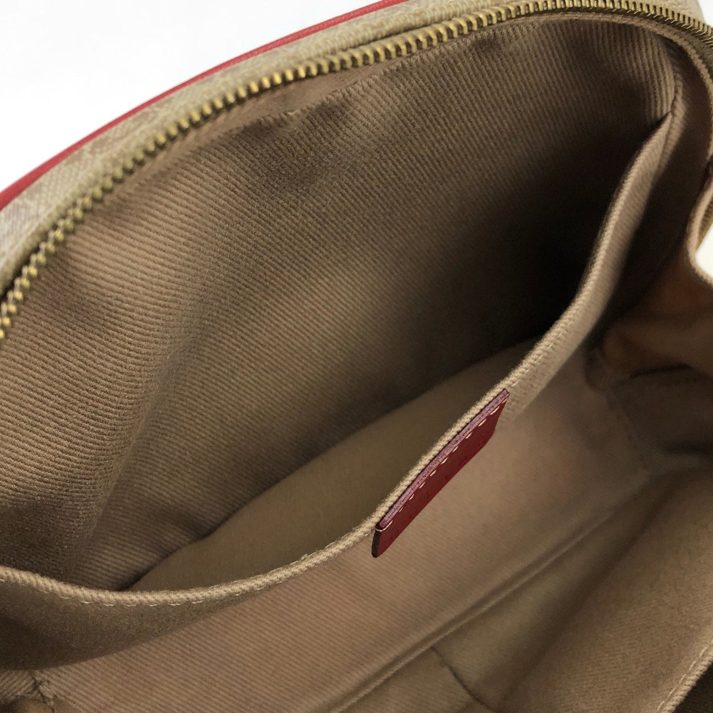 CELINE Macadam PVC leather mini bag vanity handbag red beige vintage old celine wswjnd