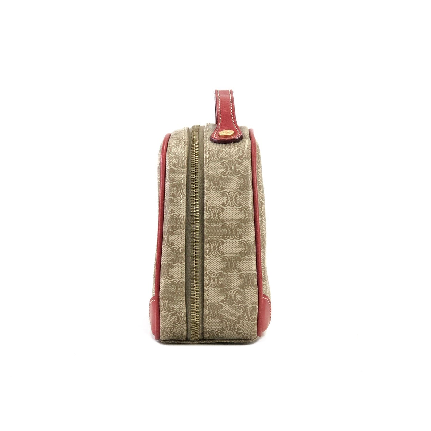 CELINE Macadam PVC leather mini bag vanity handbag red beige vintage old celine wswjnd