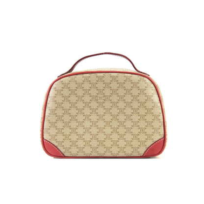 CELINE Macadam PVC leather mini bag vanity handbag red beige vintage old celine wswjnd