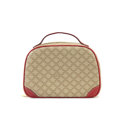 CELINE Macadam PVC leather mini bag vanity handbag red beige vintage old celine wswjnd