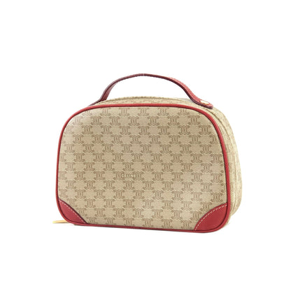 CELINE Macadam PVC leather mini bag vanity handbag red beige vintage old celine wswjnd