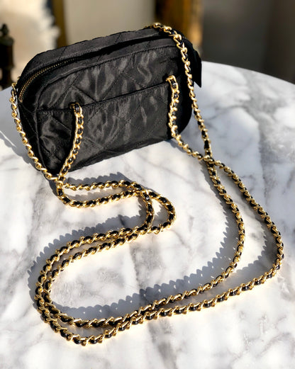 PRADA Triangle logo Chain Nylon Crossbody Shoulder bag Black  n28tbj