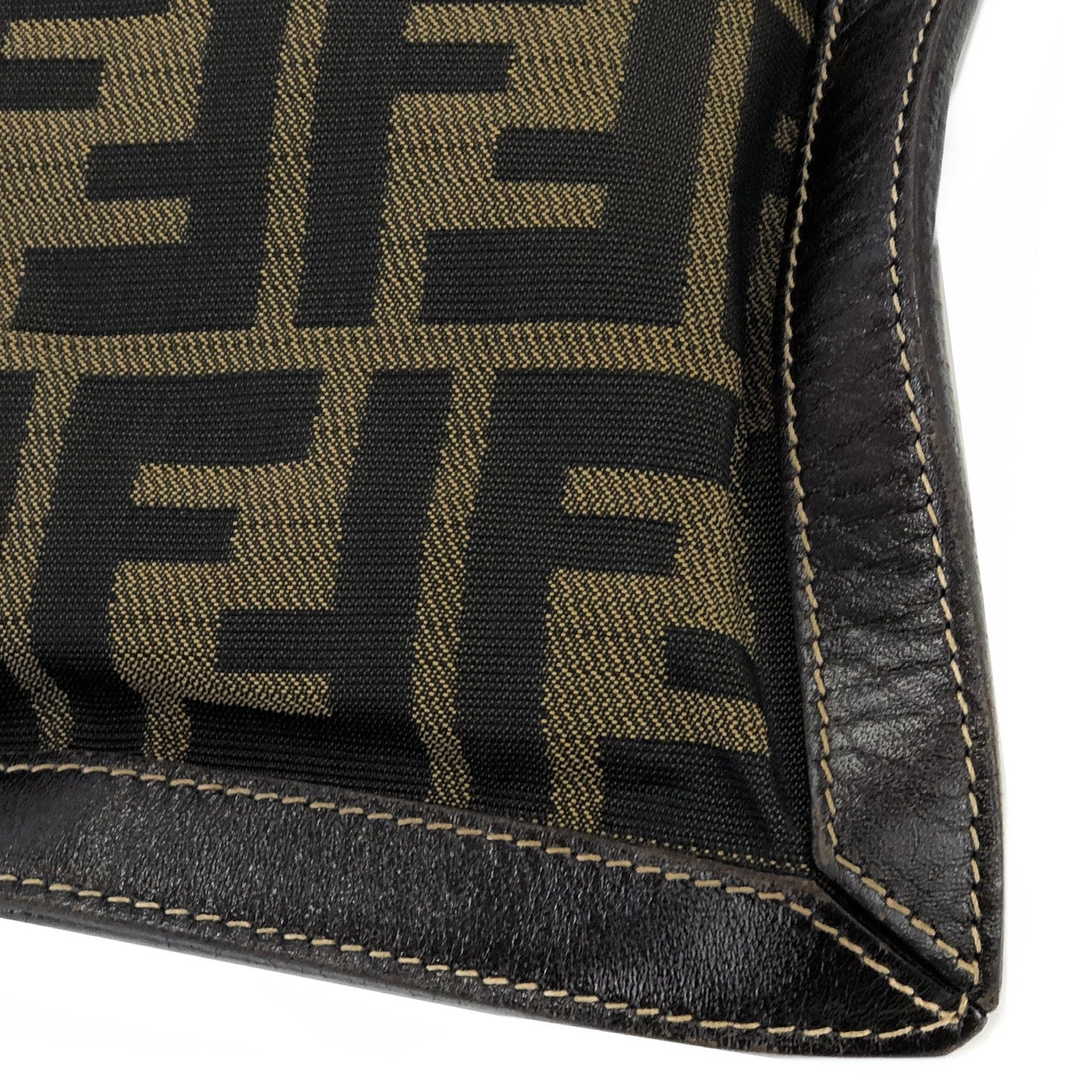 FENDI Zucca Jacquard leather Clutch bag Brown Vintage Old gmx4nm