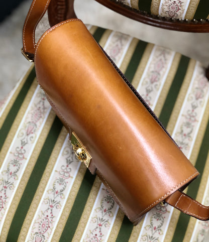 CELINE Gancini Square Shoulder bag Camel Old Celine Vintage 6tmkvk