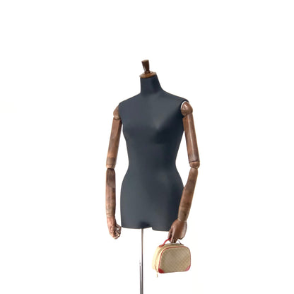 CELINE Macadam PVC leather mini bag vanity handbag red beige vintage old celine wswjnd