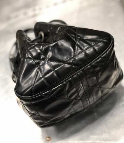 Christian Dior Cannage Lady dior D Charm Patent leather Drawstring Mini Handbag Black 36mvap