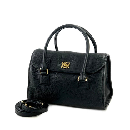 LOEWE Alamo Anagram Turn lock Handbag Shoulderbag Black Vintage Old 8x57zd