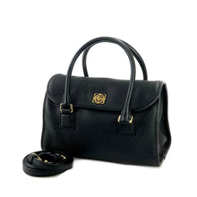 Load image into Gallery viewer, LOEWE Alamo Anagram Turn lock Handbag Shoulderbag Black Vintage Old 8x57zd
