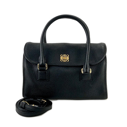 LOEWE Alamo Anagram Turn lock Handbag Shoulderbag Black Vintage Old 8x57zd