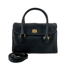 Load image into Gallery viewer, LOEWE Alamo Anagram Turn lock Handbag Shoulderbag Black Vintage Old 8x57zd
