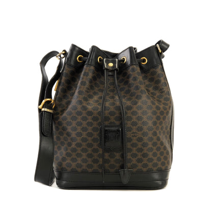 CELINE Macadam Drawstring shoulder bag Black Vintage Old CELINE 3e3bei