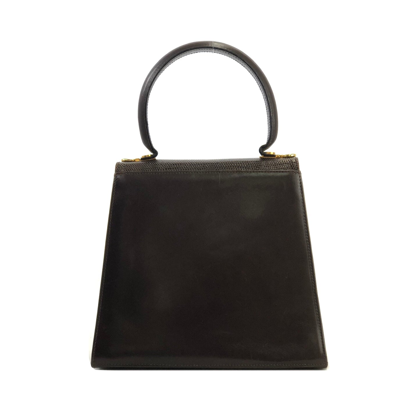 Salvatore Ferragamo Lizard Gancini Leather 2WAY Kelly Type Mini Bag Shoulder Bag Brown Vintage Old zicpsm