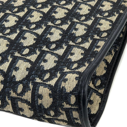 Christian Dior Logo Trotter Oblique Jacquard Shoulder bag Navy Vintage Old 3u4mfp