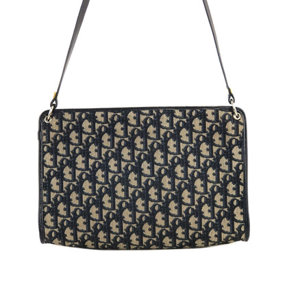 Christian Dior Logo Trotter Oblique Jacquard Shoulder bag Navy Vintage Old 3u4mfp