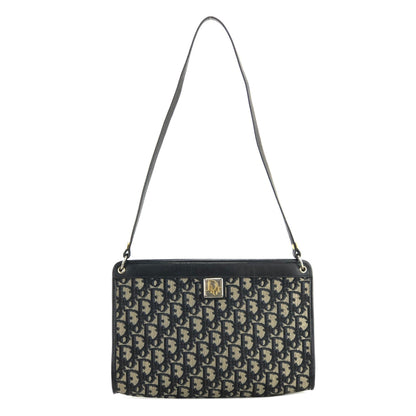 Christian Dior Logo Trotter Oblique Jacquard Shoulder bag Navy Vintage Old 3u4mfp