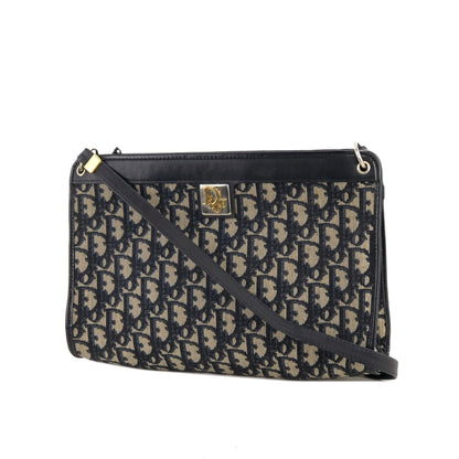 Christian Dior Logo Trotter Oblique Jacquard Shoulder bag Navy Vintage Old 3u4mfp