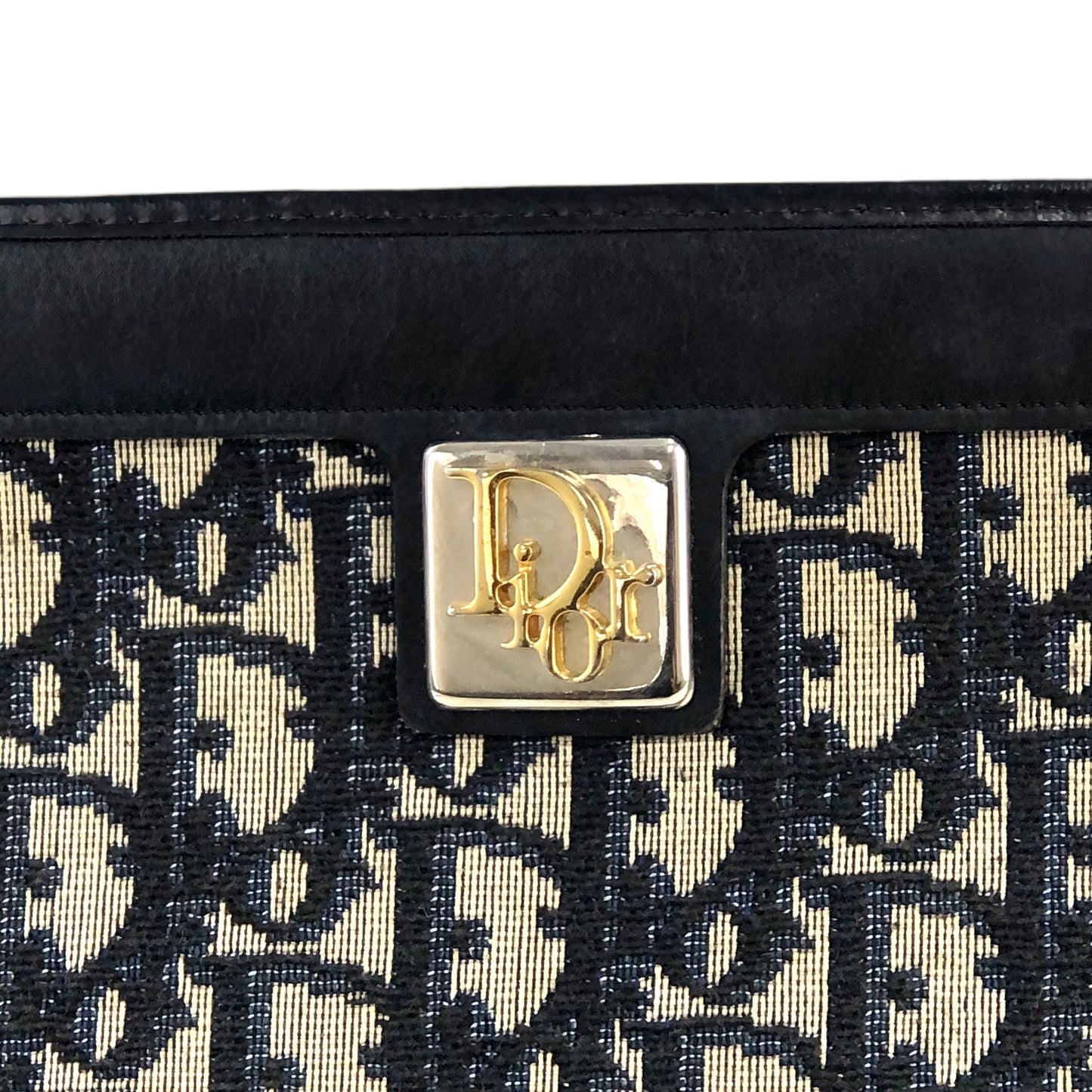 Christian Dior Logo Trotter Oblique Jacquard Shoulder bag Navy Vintage Old 3u4mfp