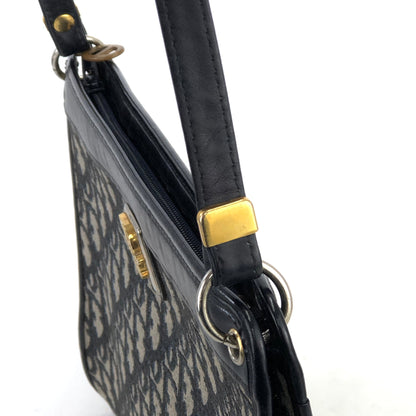 Christian Dior Logo Trotter Oblique Jacquard Shoulder bag Navy Vintage Old 3u4mfp