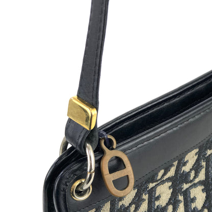 Christian Dior Logo Trotter Oblique Jacquard Shoulder bag Navy Vintage Old 3u4mfp