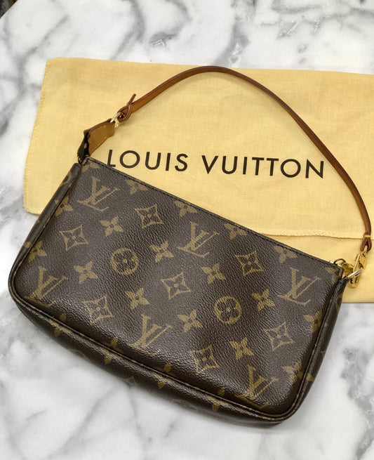 LOUIS VUITTON Monogram accessoire M51980 Handbag Brown Vintage Old tcubxr