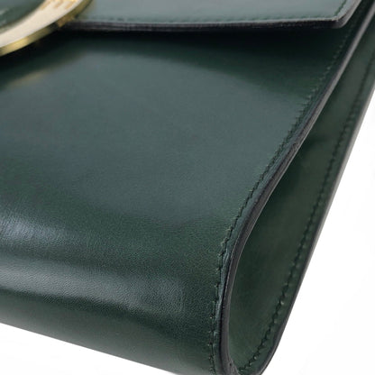 CELINE 圓形標誌皮革肩背包手拿包綠色復古舊 Celine 636zzy