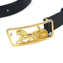 Load image into Gallery viewer, CELINE Horse carriage Leather Belt Black Vintage Old Celine rkdugh
