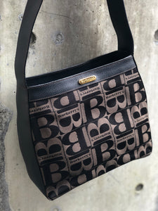 Burberrys' Logo Patterned Jacquard Shoulder Bag Brown Vintage Old i8tw8c