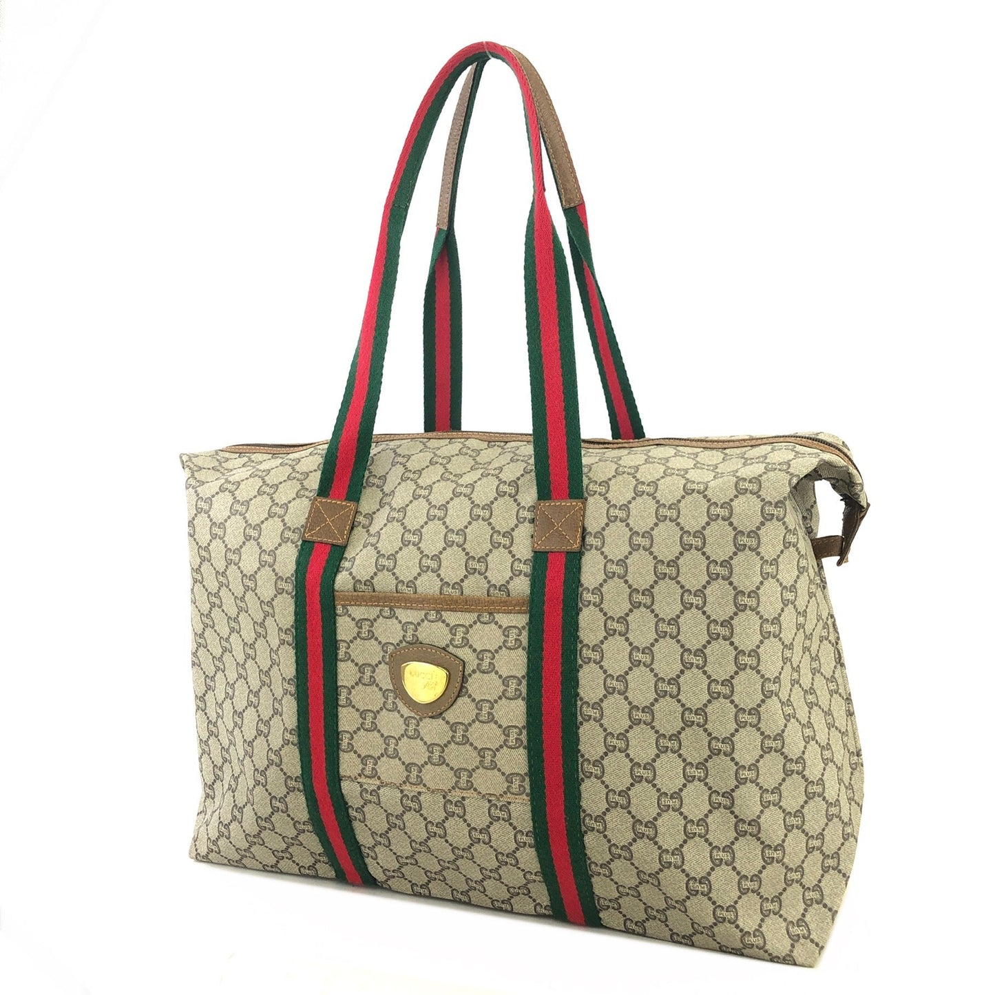 GUCCI GG plus Sherryline Big Tote bag Travel bag Beige Vintage Old Gucci 6ksz2a