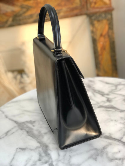 CELINE Mantel Chain Gancini Handbag Crossbody Shoulder bag Black Vintage Old Celine 7vuth5