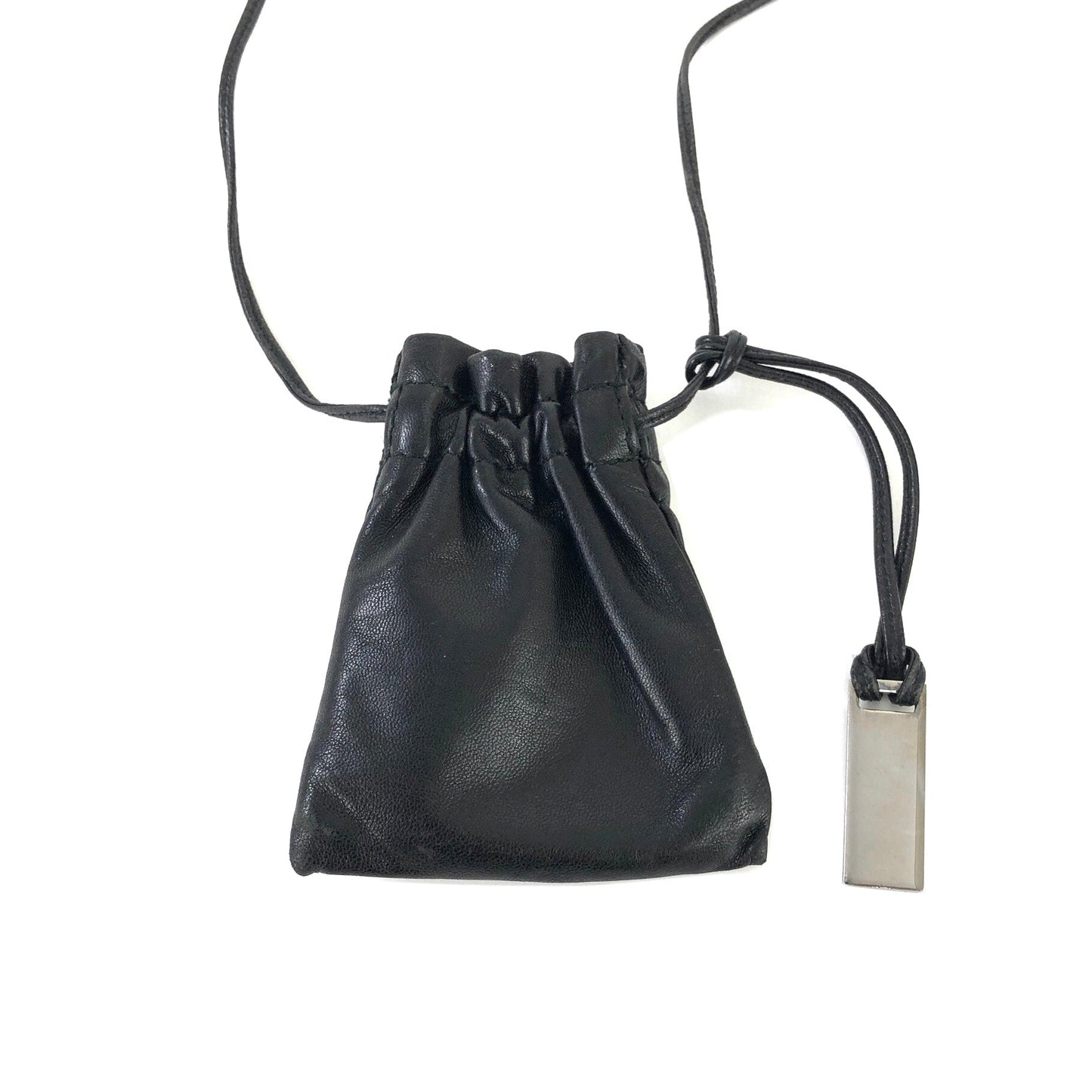 GUCCI Logo Leather Drawstring Small Shoulder bag Black Vintage Old Gucci pug76n