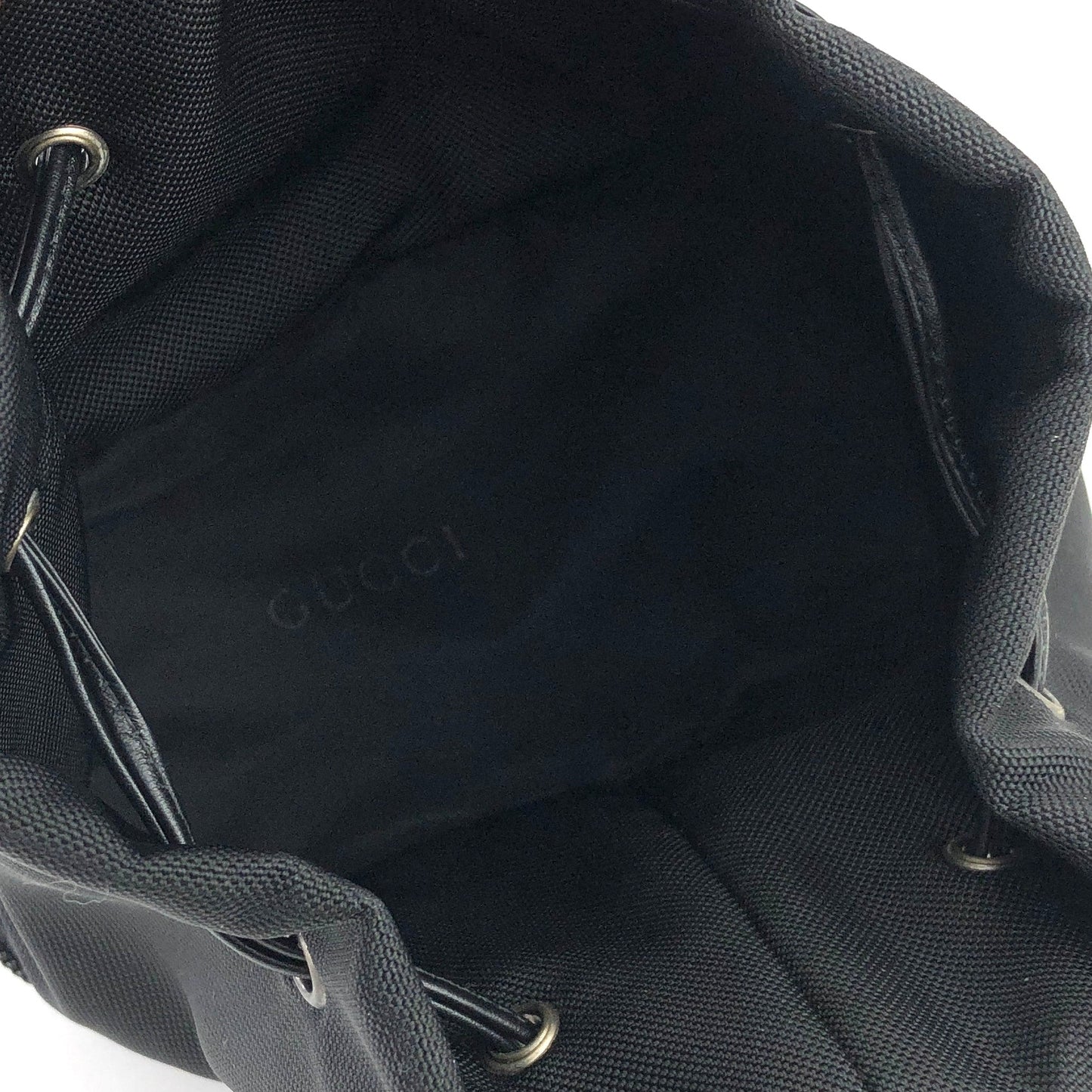 GUCCI Logo Nylon Drawstring Mini Handbag Black Vintage Old Gucci gjn585