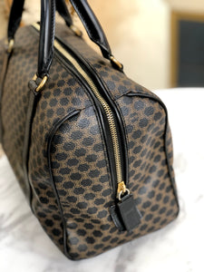 CELINE Macadam Blason Embossed Boston bag Handbag Black Vintage Old Celine 2g6ijr