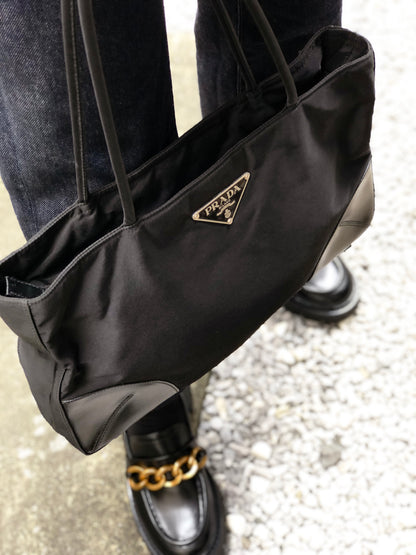 PRADA Nylon Tote bag Black Vintage Old ktuj8d