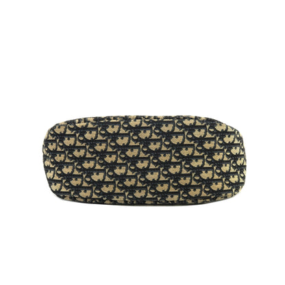 Christian Dior Trotter CD Motif Jacquard Leather Shoulder bag Navy Vintage Old jywsxu