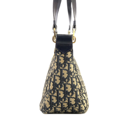 Christian Dior Trotter CD Motif Jacquard Leather Shoulder bag Navy Vintage Old jywsxu