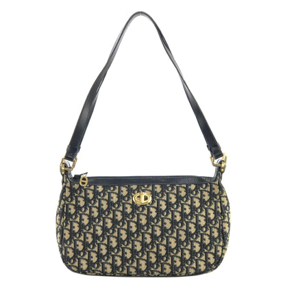 Christian Dior Trotter CD Motif Jacquard Leather Shoulder bag Navy Vintage Old jywsxu