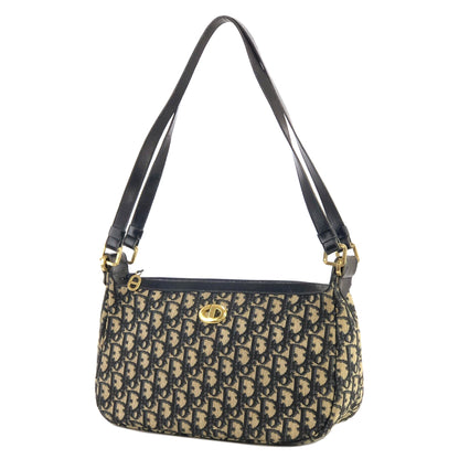 Christian Dior Trotter CD Motif Jacquard Leather Shoulder bag Navy Vintage Old jywsxu