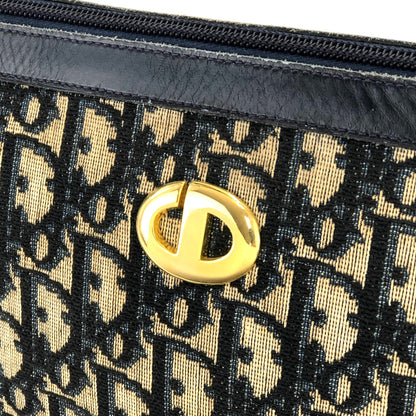 Christian Dior Trotter CD Motif Jacquard Leather Shoulder bag Navy Vintage Old jywsxu