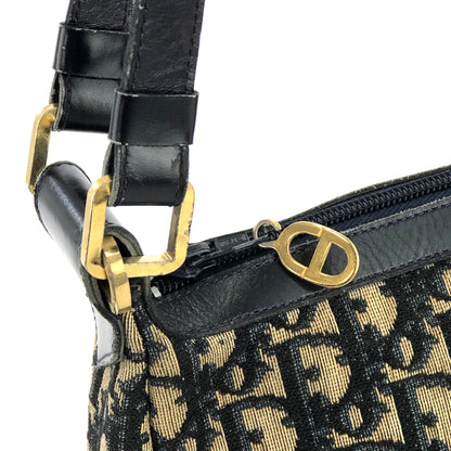 Christian Dior Trotter CD Motif Jacquard Leather Shoulder bag Navy Vintage Old jywsxu