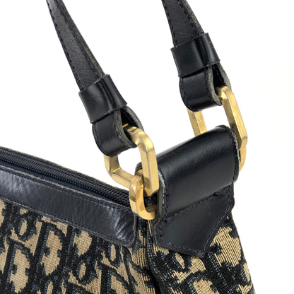 Christian Dior Trotter CD Motif Jacquard Leather Shoulder bag Navy Vintage Old jywsxu