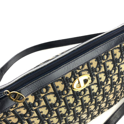 Christian Dior Trotter CD Motif Jacquard Leather Shoulder bag Navy Vintage Old jywsxu