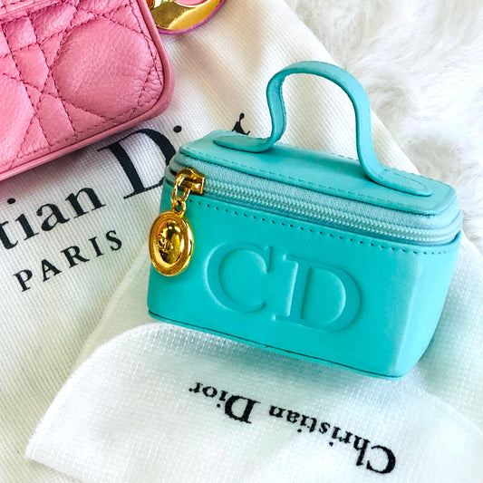 Christian Dior CD logo charm leather micro mini bag vanitybag pouch mint vintage old bkc8sb