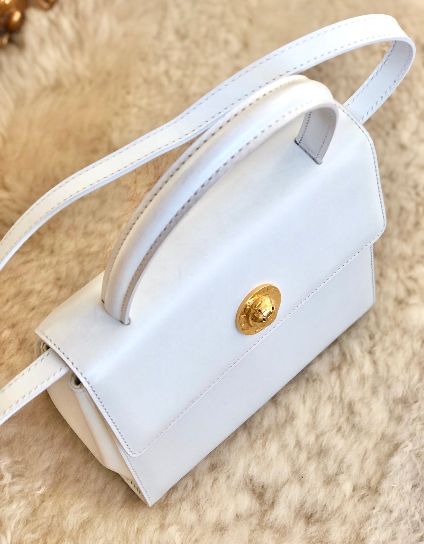 CELINE Starball Handbag Shoulderbag White Old Celine Vintage h3thd8