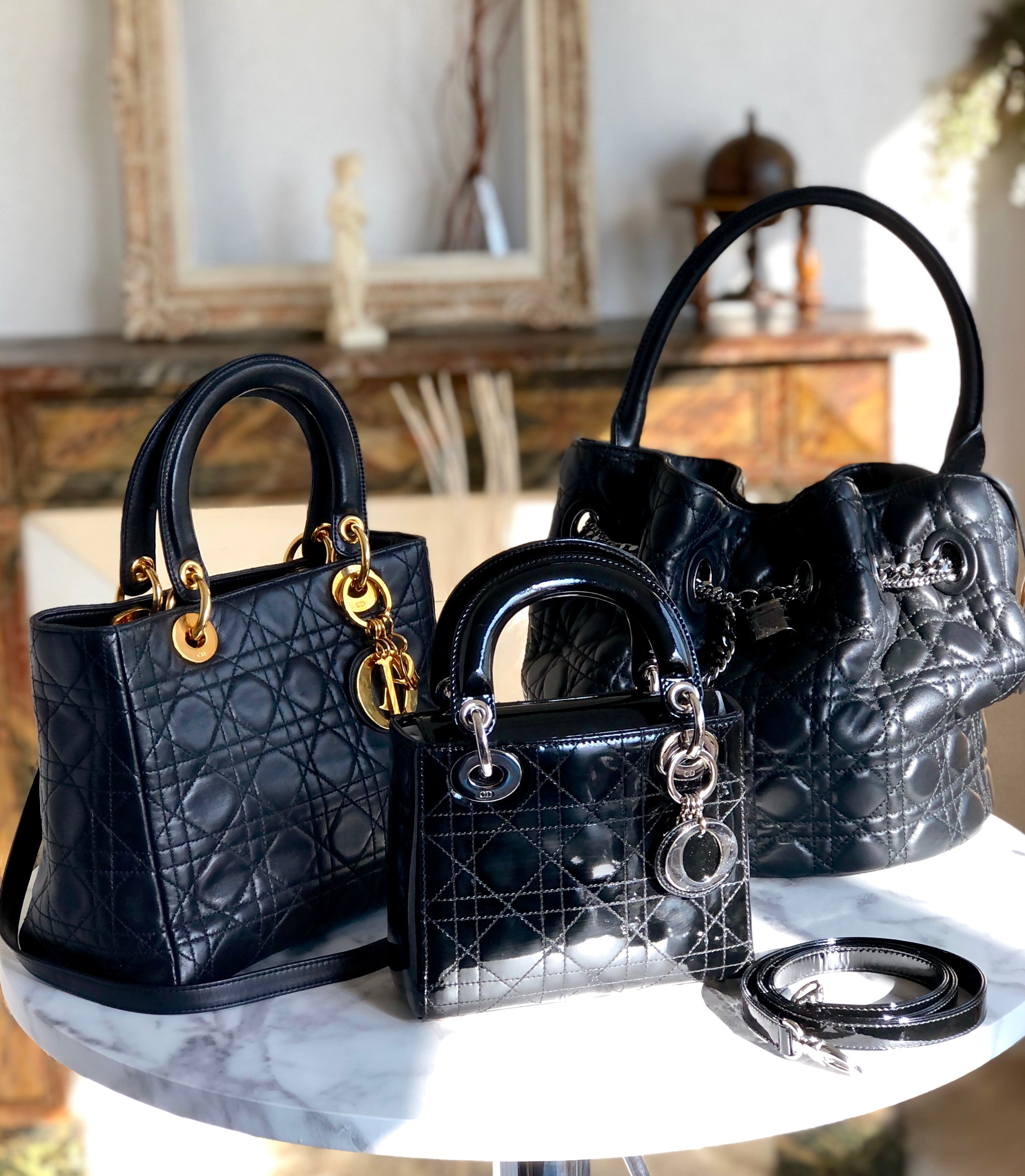 Medium Lady Dior Bag Black Patent Cannage Calfskin  DIOR US