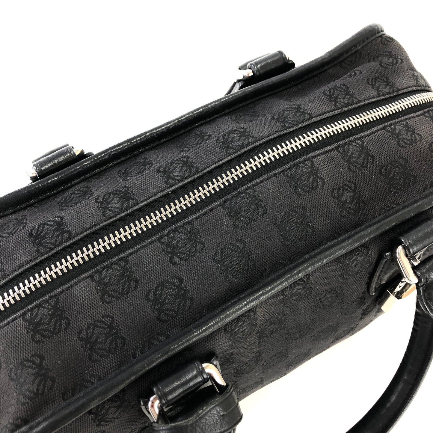 LOEWE Amazona 28 Anagram Pattern Jacquard Bostonbag Handbag Black Vintage dvu3yt