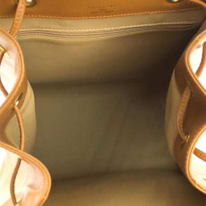 Christian Dior CD logo Drawstring 2Way Handbag Slingbag Camel Vintage Old 5wrcc6