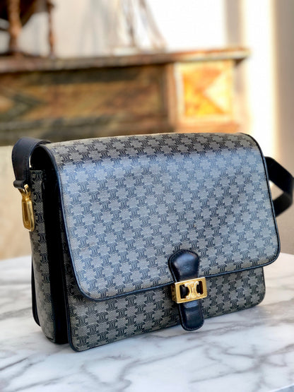 CELINE Macadam Triomphe Blason 單肩包 海軍藍 復古老款 celine nabwvx